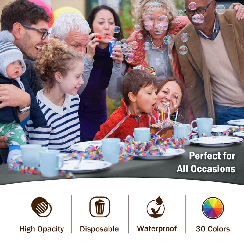 Party Solids Exquisite 12-Pack Premium Plastic Tablecloth 54 Inch. x 108 Inch. Rectangle Table Cover - Silver - Image 5